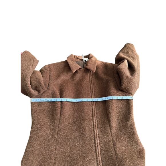 Peruvian Connection Brown Preppy Basic Classic Alpaca Wool Bomber Jacket Size 12 - Picture 8 of 9